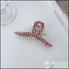 Hair Clips Barrettes Hair Clips Barrettes 2021 Selling Fashion Acrylic Women Accessories Headband Red White Checkered Pattern Claw Dhot0