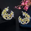 Baumelnde Ohrringe CWWZircons Einzigartiges elegantes Design Silber Farbe Big Leaf Flower Yellow CZ Crystal Drop für Frauen Modeschmuck CZ621