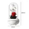 Lampe LED à cordes en forme de fleur éternelle, veilleuse en Rose préservée, cadeau de saint-valentin, décoration de maison pour chambre à coucher