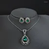 Collier boucles d'oreilles ensemble 2 pièces Pack 2022 luxe vert couleur poire argent mariée dubaï mariage pour femmes dame anniversaire cadeau J5896