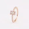 Склящное квадратное кольцо Halo Womens 925 Серебряные свадебные украшения для серебряных свадеб для Pandora Rose Gold
