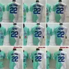 22 Bad Bunny New Baseball Jersey Blue and white half color Stitched Jerseys Men Women Size S--XXXL