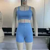 Spring Summer Women Tracksuits Knitting Two Piece Set Sexig Crop Tank Top Shorts Yoga Outfits