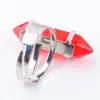 Quartzo natural anel de dedo ajustável de pedra hexagonal para mulheres de jóias presentes BX304
