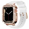 Boîtier de montre en diamant en acier inoxydable pour Apple Watch Housse en TPU antichoc compatible pour iWatch Series 4 5 6 7 8 SE Housse de protection pour bracelet de montre pour femme 40 mm 41 mm