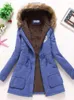 Trench-Coats Femme Hiver Rembourré Femme Coton Ouaté Veste Moyen Long Parkas Épais Chaud À Capuche Couette Neige Outwear AbrigosFemme Femme'