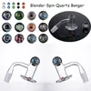 Seamless Blender Spin Quartz Banger Nails Smoking Accessories 100% Quartz Beveled Edge Spinner Cap Glass Marble Ruby Pearls For Hookahs BSQB01