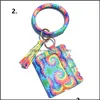 Party Favor 30 Colors Party Favor Fashion Women Bracelets Card Holder Leopard Female Business Case Wristband Key Chain Drop Delivery Dhnug