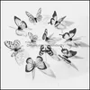 Pegatinas de pared Pegatinas de pared Mticolor 3D Crystal Butterfly Mariposas en blanco y negro para el hogar Calcomanías para habitaciones de niños Refriger Homeindustry Dhvza