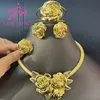 Other Jewelry Sets YM Flower Shape Set For Women 18k Gold Plated Necklace Ring Bracelet Bridal Earring Luxurious Copper Dubai Party Wedding 220831