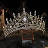 Bröllop hår smycken barock lyx bling crystal hjärta brud tiaras krona stor tävling diadem brudband tillbehör 220831