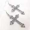 Cross charms Dangle Drop Earrings Necklace Women Baroque Goth Gothic Vintage Statement Metal Jewelry Accessories Big Long Party Gift