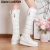 Bottes nouveau hiver plate-forme imperméable femmes confortable talon plat chaud en peluche neige femme mode femmes cuisse haute 41 42 220901