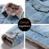 Men's Jackets 2021 Autumn Winter Classic Thick Warm Fleece Denim Outfit Outfits Vintage Motor Jeans plus 2XL L220830