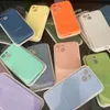 Étuis de téléphone en silicone liquide de mise à niveau d'objectif pour iPhone 14 Pro Max 14Plus 13 12 Mini 11pro Xr Xs 8 7 6s Plus Doublure de conception de luxe en fibre 3-en-1 Coque antichoc anti-rayures