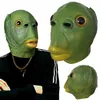 Masques de fête adulte drôle moche vert poisson couvre-chef Latex Cosplay Halloween Alien masque horreur parodie fournitures 220901