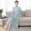 Lässige Kleider Cheongsam Kleid Retro -Kleidung Frauen 2022 Spring Hanfu Lose chinesischer Stil bestickter Organza Qipao Elegante Roben H605