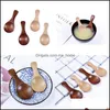 Spoons Wooden Mini Baby Spoons Powdered Milk Coffee Salt Spice Seasoning Scoops Kitchen Accessories Short Handle Round Ladle New Arri Dhqmt