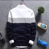 Motores masculinos Pulloves de Autunm Men Fashion Strip Causal malha suéters Pullovers masculinos fit