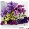 Decorative Flowers Wreaths 60Cm Crystal Grass Natural Fresh Dried Preserved Forget Me Not Flowers Real Forever Lover Branch For Home Dhxyi