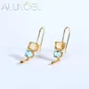 Dangle Earrings ALLNOEL Natural Citrine Swiss Blue Topaz 925 Sterling Silver Hook Drop For Women Gold Plated Fine Jewelry Gifts