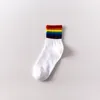 Men's Socks Rainbow Stripes Casual Sports Cotton Deodorant