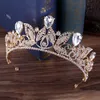 Wedding Hair Jewelry Vintage Green Red Bridal Tiara Fashion Golden Diadem for Women Dress Princess Crown accessories 220831