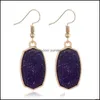 Charme Simple Druzy Drusy Géométrique Hexagone Charmes Boucles D'oreilles Résine À La Main Boucles D'oreilles En Or Pour Les Femmes Fête Cadeau D'anniversaire Drop Delivery 20 Dhscx