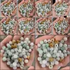 Arts et artisanat 10pc naturel émeraude jade 10mm trois couleurs argent perle bracelet réglable bijoux mode bricolage main-voiture industrie domestique Dhp6Y