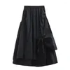 Kjolar kaskade ruffle bow vit svart midi l￥ng kjol ficka kvinnor h￶g midja koreansk stil harajuku goth grunge estetik sommar y2k