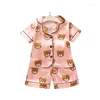Kleidung Sets Baby Junge Mädchen Sommer Dünne Pyjama Anzug Kinder Seide Baumwolle Kinder Kurzarm Hause Tragen Mädchen Nachtwäsche kinder