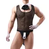 Maillots de corps Sexy Hommes Maillot de Corps Débardeurs Maille Cosply Uniforme Lutte Singulet String Sous-Vêtements Lingerie Ensemble Costumes Exotiques Pour Journée Spéciale