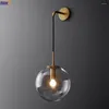 Wandleuchte Nordic Modern LED Glaskugel Badezimmerspiegel neben amerikanischem Retro-Licht Sconce Wandlamp Aplique Murale