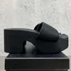 2022 sandales femmes talon haut glissière compensée en nylon plate-forme pantoufles designer cuir mat caoutchouc 8CM