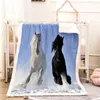 Couvertures 3D Beau Cheval Hiver Maison Couverture Épaisse Avant Polyester Dos Cachemire Voyage Adulte Et Enfants Canapé Chaud