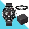 Montres-bracelets 2022 montre pour hommes faux trois yeux hommes calendrier montre Bracelet combinaison Relogio Masculino