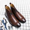 Botas de tornozelo British Men Shoes Classic Square Toe Color Solid Color Desert Lace