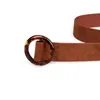 Ceintures en résine marron avec boucle en daim noir, ceinture à la mode pour femmes, couleur de coque ronde BL546