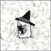 Pins Brooches Classic Witch Image Brooch Basic With Phone And Flower Crown Enamel Pin Denim Backpack T-Shirt Badge Halloween Punk Gi Dhr6P