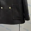 Chaquetas de mujer Diseñador Negro Sólido Blazers Abrigos Mujer Cuello en V Doble Botonadura Abrigo cálido de invierno para mujer QFR6