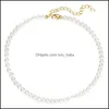 Colliers de mode élégant blanc imitation perle collier ras du cou grosses perles rondes colliers de mariage pour femmes bijoux de charme 3073 Q2 Drop Dhvc9