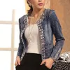 Femmes Vestes Printemps Mode Femmes Denim Veste Slim Zipper Casual Court Paillettes Survêtement Dames Vintage Biker Cristal Chaqueta Mujer A237 220901