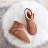2022 Hot classical Short Mini women snow boots warm plush boot casual shoes man womens Genuine Leather Booties chestnut grey