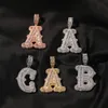 TopBling A-Z Custom Naam Letters Hanger Ketting Iced Out Bling 18K Echt Vergulde Hip Hop Sieraden