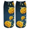 Halloween-Socken mit 3D-Druck für Damen, Kürbis-Fledermaus-Söckchen, Katze, Hexe, coole Polyester-Kurzsocken, 35 Stile