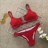 Frauen Badebekleidung 2022 sexy gerippte Bandeau Bikini Set Solid Smocked Badeanzug Schwimmanzug hoch geschnittene hohle Badeschwimmen