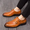 Breasted Monk Double Men Solid Color Pu Classic Crocodile Pattern Fashion Dress Shoes AD AD AD