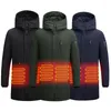 Herenjacks 2022 USB Elektrische verwarming Jacket Lange mannen Verwarmde jas katoenen koorts Kleding Militaire kleur Ski jagen Waterdicht P9120