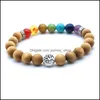 Beaded Strands Tree Of Life 7 Chakras Wooden Beads Strand Essential Oil Diffuser Bracelet Buddha Energy Yoga Women Men Jewelry Drop Dhnyj