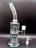 Narguilés en verre de 9 pouces Bangs à eau de type droit avec bras à double arbre Perc Pipes à fumer femelles de 14 mm